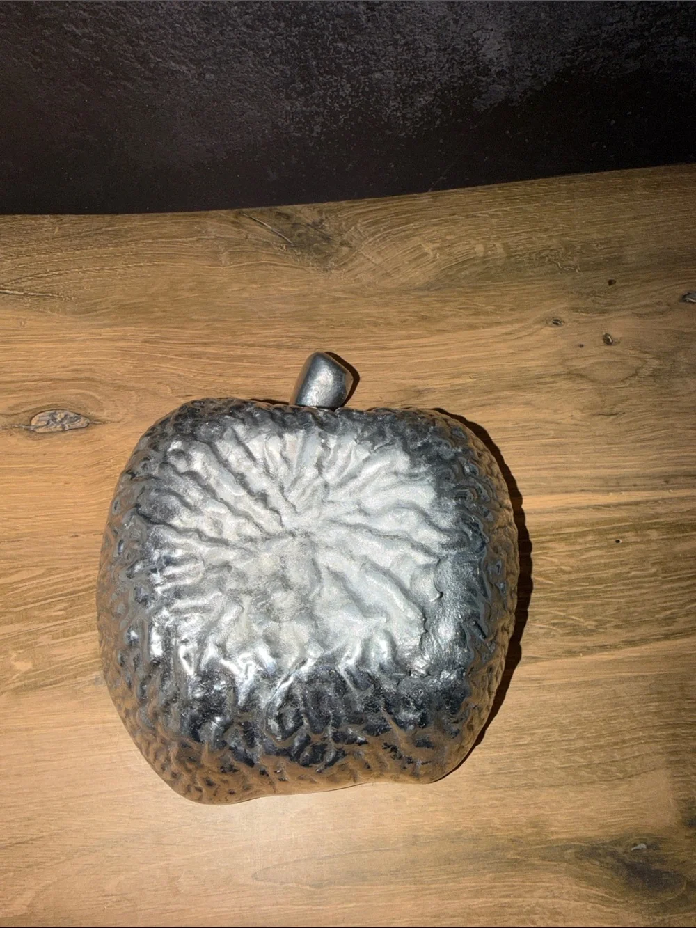 Apple-Shaped Metal Decorative Bowl - Silver Finish